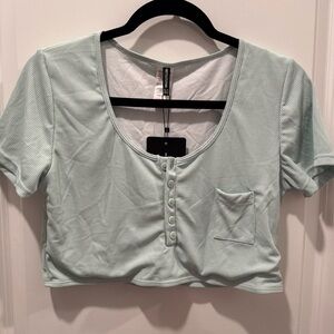 PrettyLittleThing Light Green Ribbed Crop Top